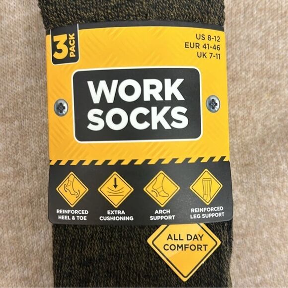 The ORRSUM Sock co. Unisex WORK SOCKS PACK OF 3 Black Heather Neon Green Yellow - Picture 8 of 8